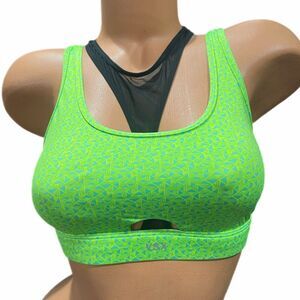Victorias Secret lightly padded Scoop neck mesh Keyhole Sport Bra Green Small